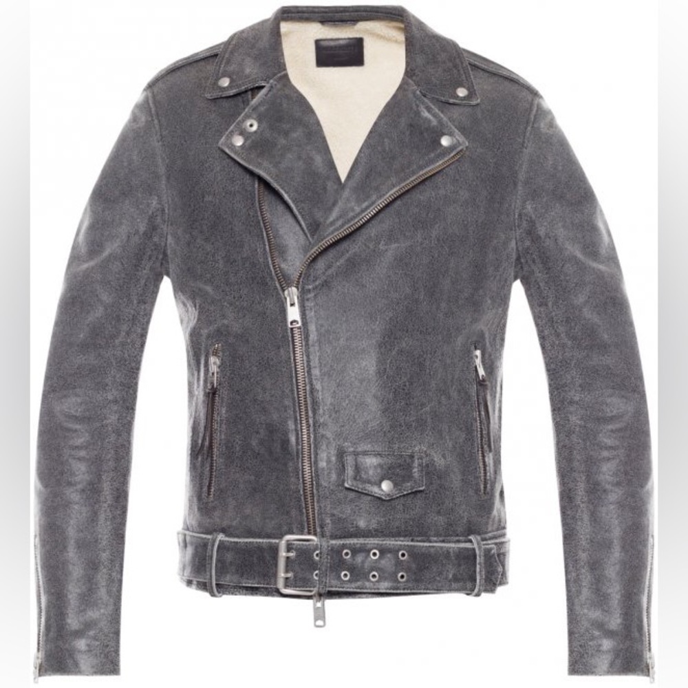 ALL SAINTS Arashi Leather Biker Jacket & Sheep Lining